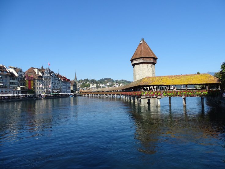 Chapel Bridge Lucerne Luzern Switzerland Lake wood water